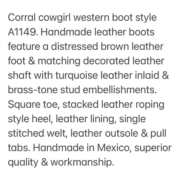 Womens Corral Vintage Turquoise Inlay & Stud Cowgirl Boots A1149 - Picture 3 of 15